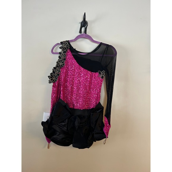 Weissman Dreamer 10503 Biketard Peplum Sequin Dance Costume in Plum Black Small - Picture 4 of 12